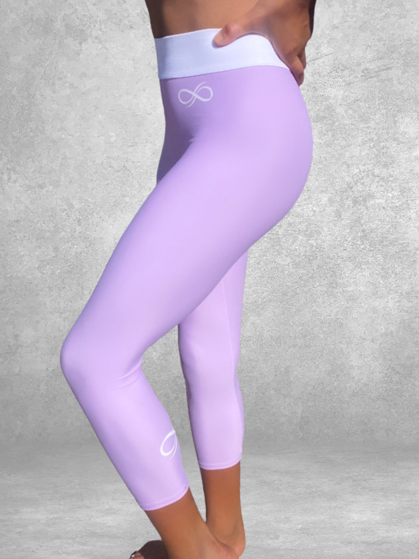 Core 3/4 Leggings - Lilac & White - Pink Leisurewear