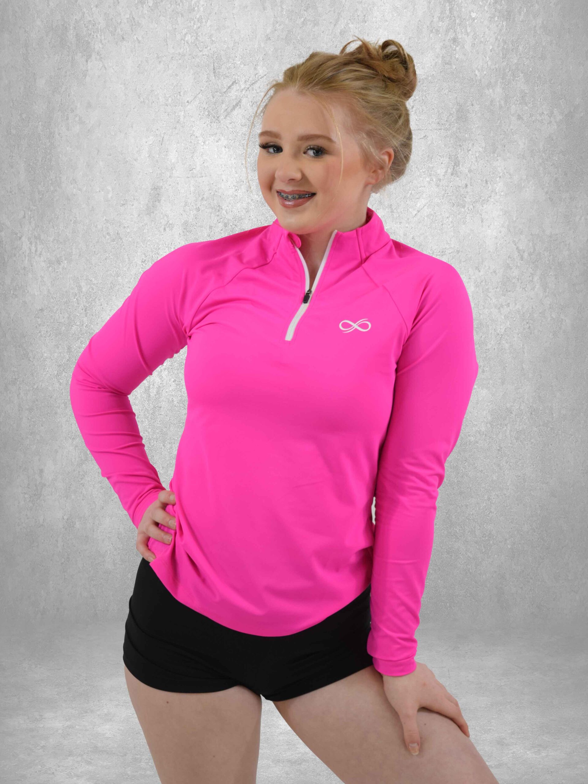 Power 1/4 Zip - Hot Pink - Pink Leisurewear