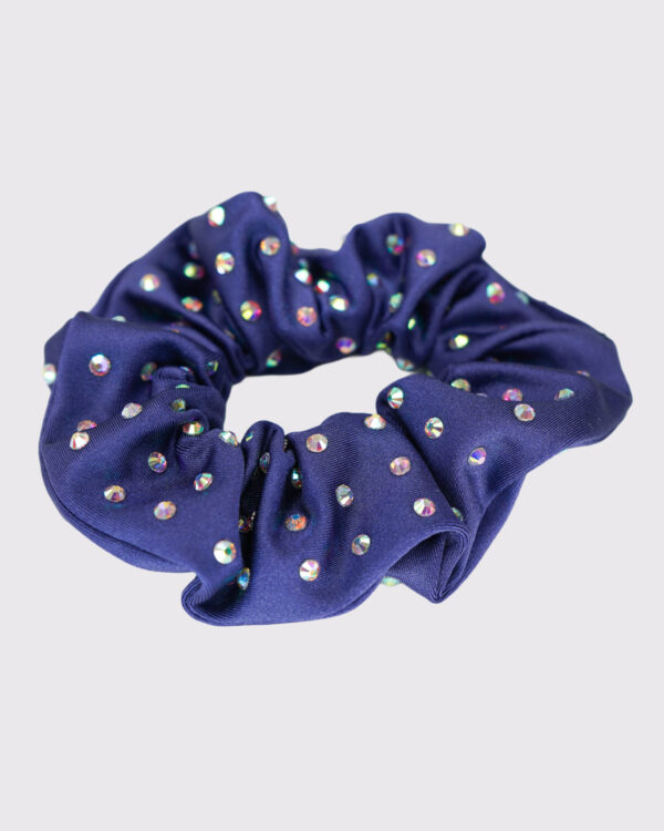 Diamond Scrunchie - Navy Wet Look Lycra