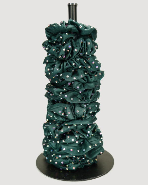 Diamond Scrunchie - Wet Look Emerald Green Lycra