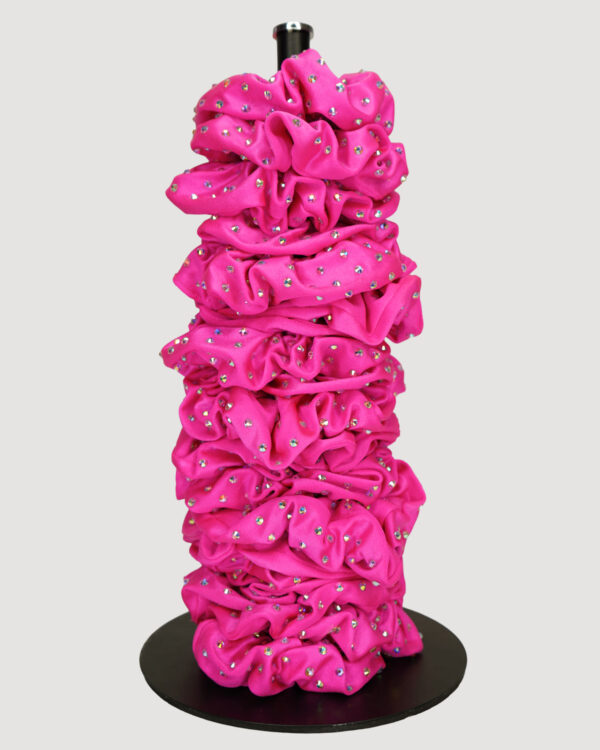 Diamond Scrunchie - Hot Pink Wet Look Lycra