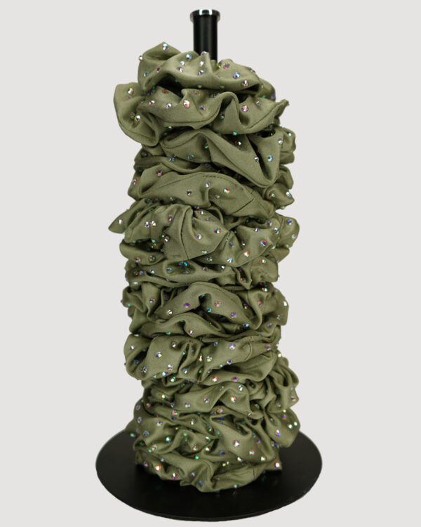 Diamond Scrunchie - Wet Look Sage Green Lycra
